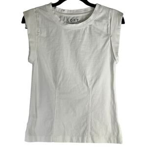 Loft White Crew Neck Cap Sleeveless T-Shirt Tank Top Reg Size XS